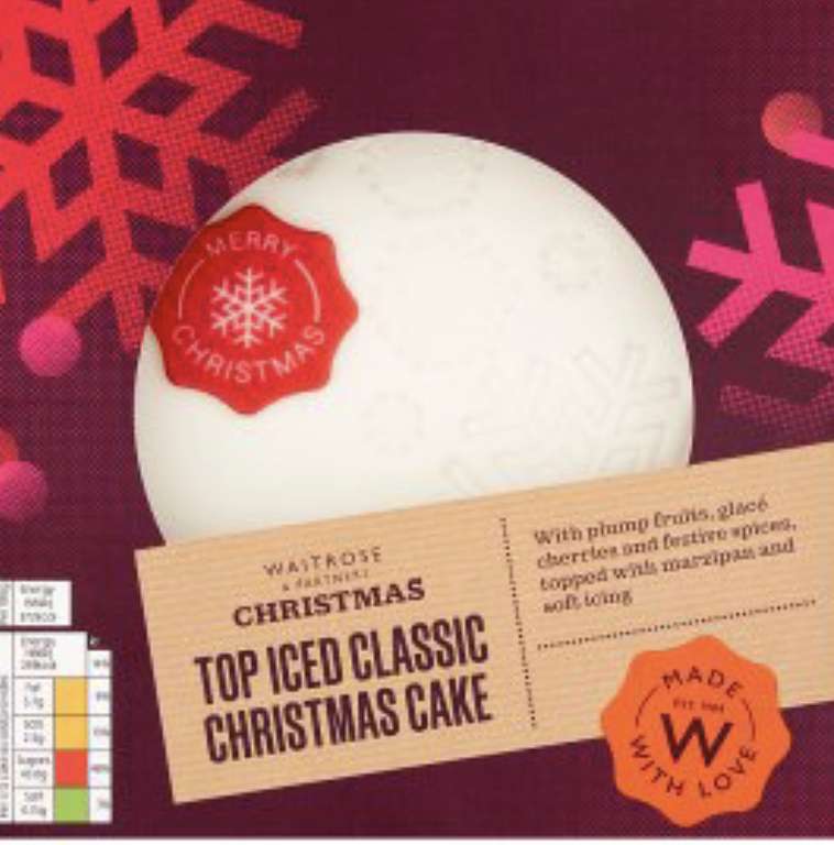 Waitrose Top Iced Christmas Cake 907g instore and online