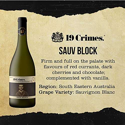 19 Crimes Sauvignon blanc 75cl - or 3 bottles for £18.21 / £14.37 on subscribe and save