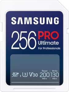 Samsung PRO Ultimate SD card 256GB ( upto 130MB/s write / 200MB/s read speeds / 10 year warranty / upto 10000 cycles )