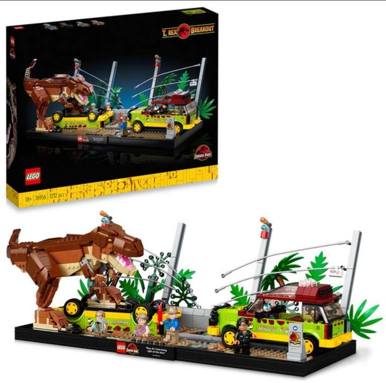 LEGO Jurassic Park 76956 T. rex Breakout Set £75 / LEGO ART 31208 Hokusai - The Great Wave Wall Art Set £72 @ Argos
