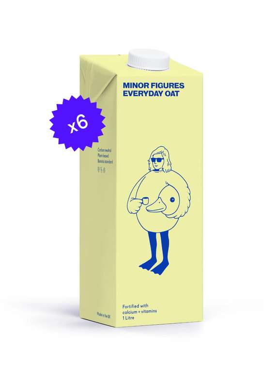 Minor Figures - Oat Milk 1 L x 6, Dairy Free & Vegan, No Added Sugar, Long Life - £6 or S/S £5.10 max