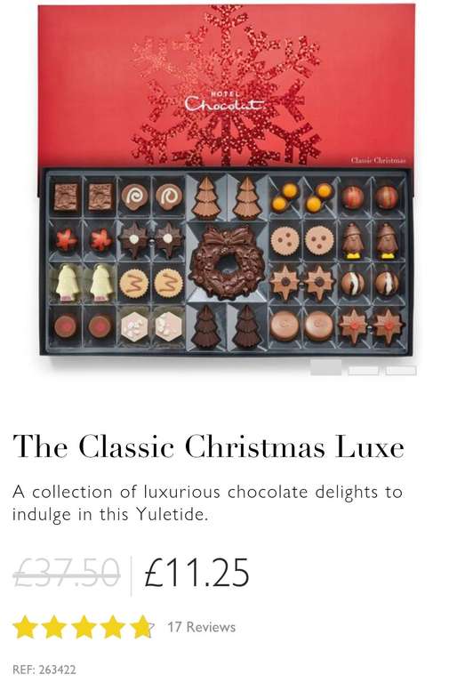Hotel Chocolat Upto 70% off sale - Classic Christmas lux box now £11.25+ £3.95 delivery