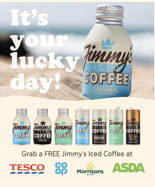 10,000 FREE cans of Jimmy's Iced Coffee. Collect at Tesco, Coop or Asda