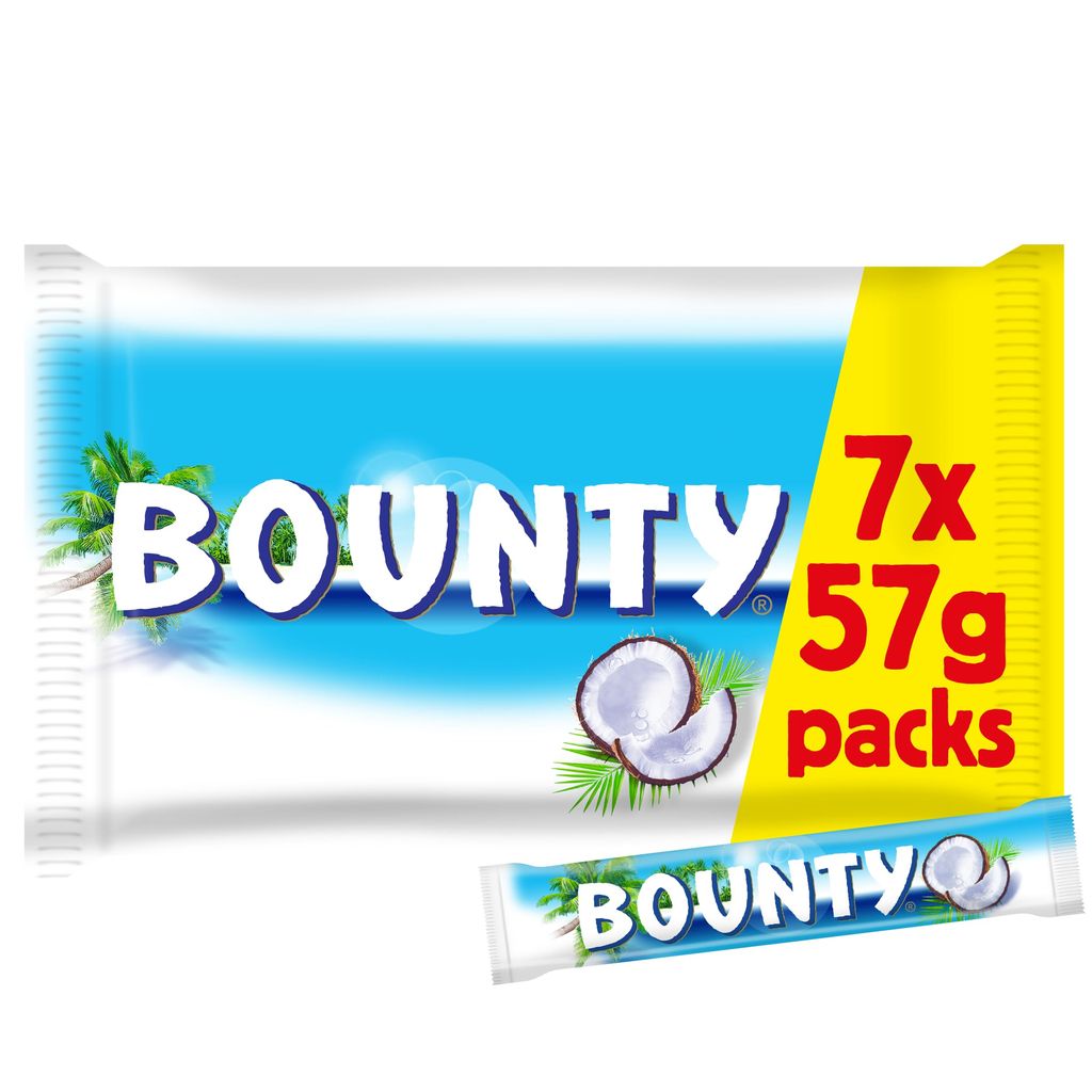 Bounty Coconut Milk Chocolate Bars Multipack, 7 x 57g