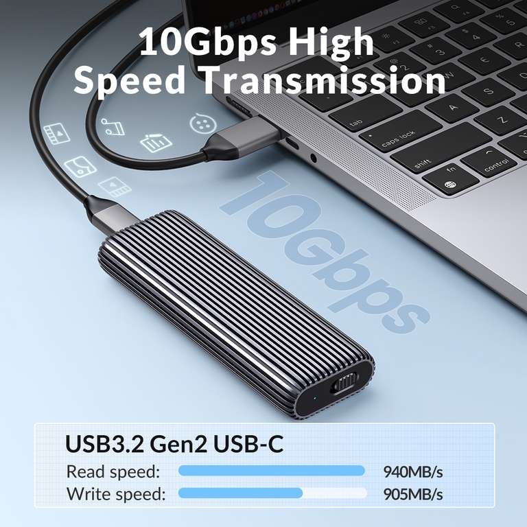 ORICO Tool Free Aluminum M2 NVMe SSD Enclosure 10Gbps NVMe with 2in1 USB Cable With Code @ Orico Official Store