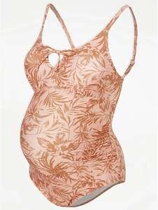 Maternity Rust Palm Leaf Print Tie Up Swimsuit ( Sizes 10 -14 ) / Mulberry Zebra Print ( Sizes 8-16 ) +Free Click & Collect