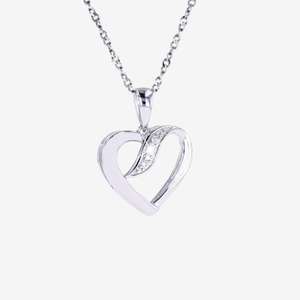 Sterling Silver Real Diamond Lab Grown Heart Necklace