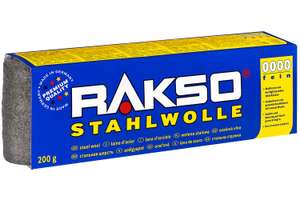 RAKSO Steel Wool Extra Fine 0000 | 200 g, 1 Banderole, Polished Waxed Wood, Copper, Brass, Matte Surfaces, Cleans Glass