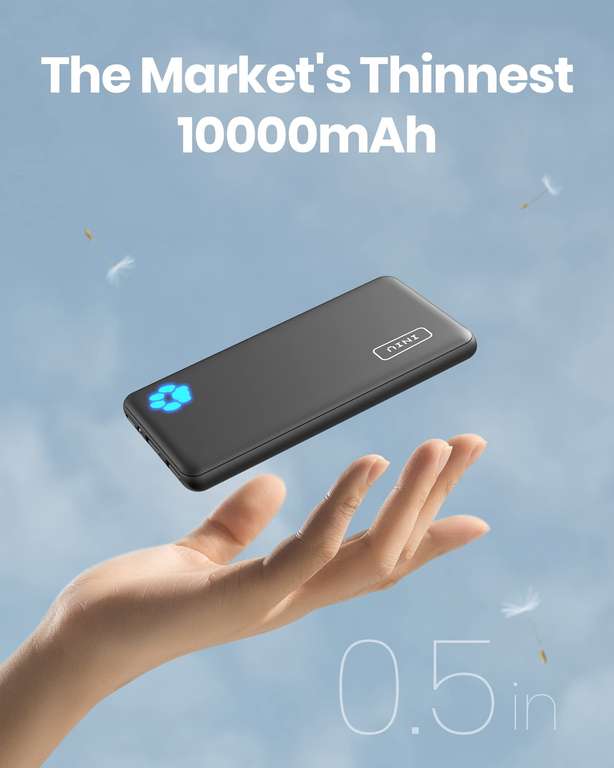 INIU Portable Charger 10000mAh Slimmest & Lightest High-Speed USB C Input & Output - (with voucher & code) Sold by Topstar Getihu / FBA