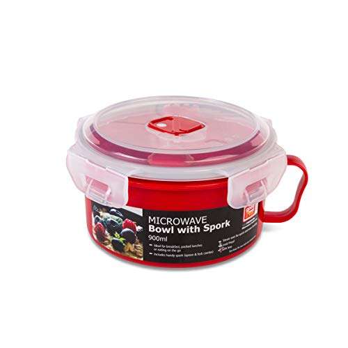 Good 2 Heat 4304 051938 Microwave Bowl with Spork 900ML, Plastic, Red - £5.20 @ Amazon