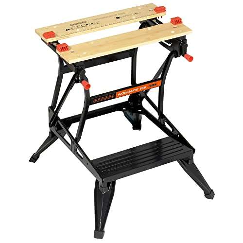 BLACK+DECKER Workmate, Work Bench Tool Stand Saw Horse , Dual Height with Heavy Duty Steel Frame, WM536