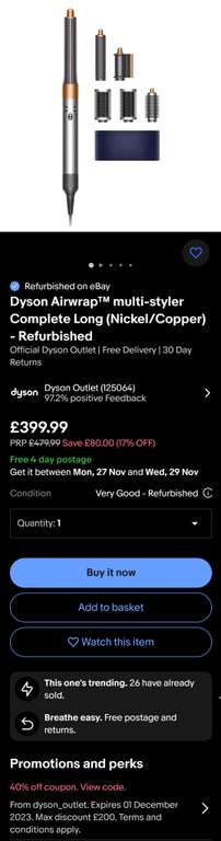 Dyson Airwrap multi-styler Complete (Nickel/Copper) - Refurbished - Dyson