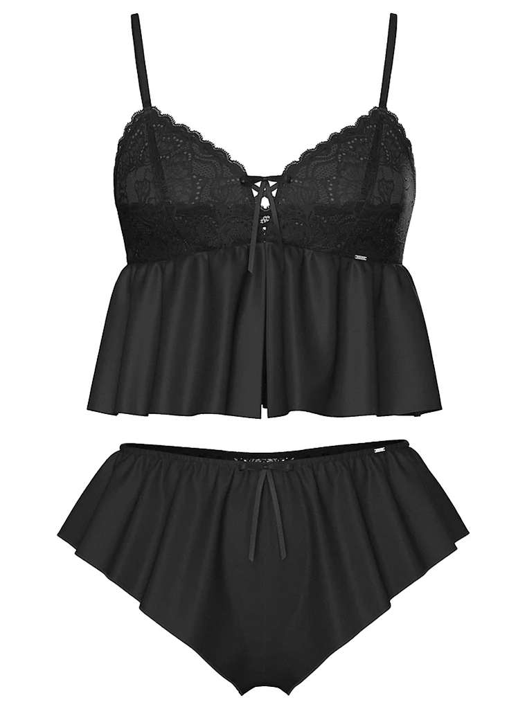 Size 10 Black Satin and Lace Cami Set at £6 at George (Asda) | hotukdeals