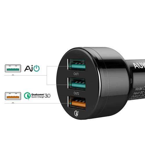 Aukey Car Charger CC-T11 Qualcomm Quick Charge 3.0 3 USB Ports 42W 7.8A Car - £6.98 With Code @ MyMemory