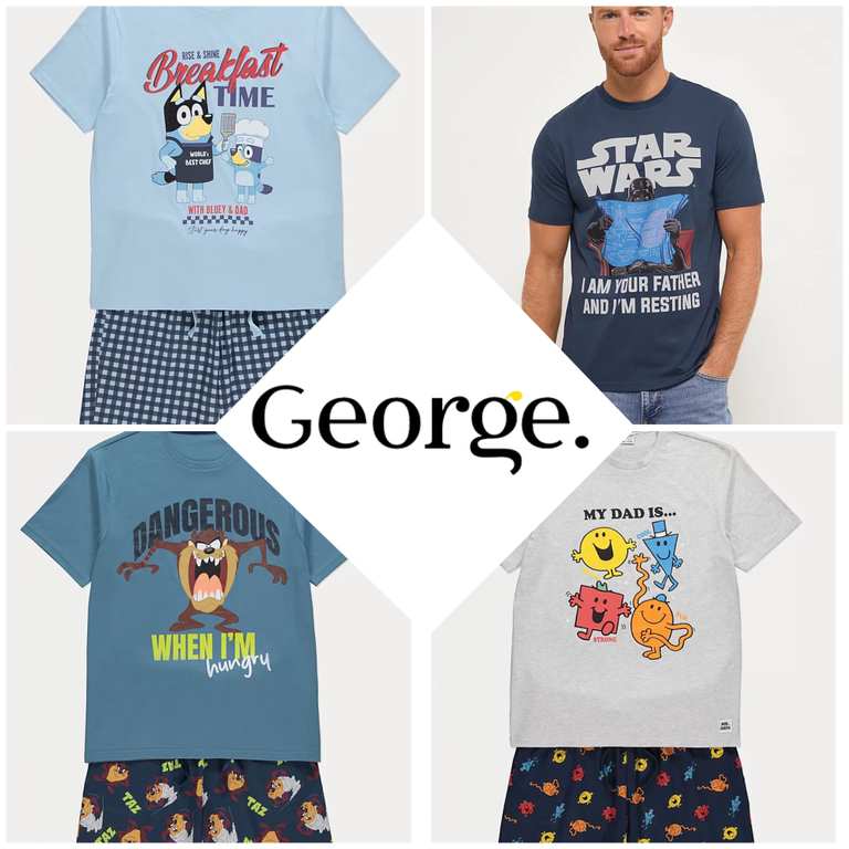 Now Up to 50% Off George Father's Day Clothing & Gifts (including Pyjamas, T Shirts, Socks) Prices From £1.50+ Free C&C