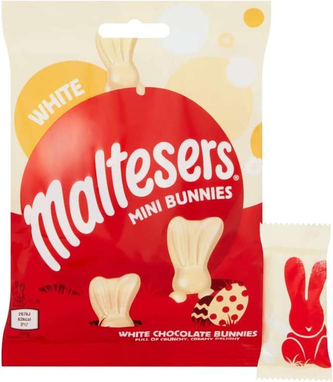 Maltesers White Chocolate Mini Bunnies Bag, Easter Egg Hunt, Easter Gifts, Chocolate Gift, 58g