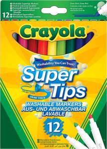 CRAYOLA SuperTips Washable Markers - Assorted Colours (Pack of 12) £1.90 @ Amazon