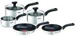 Tefal Comfort Max, 5 Pan Set, 14cm Milkpan, 16cm & 18cm Saucepans with Lids, 20cm & 24cm Frying Pans, Induction Compatible, Stainless Steel