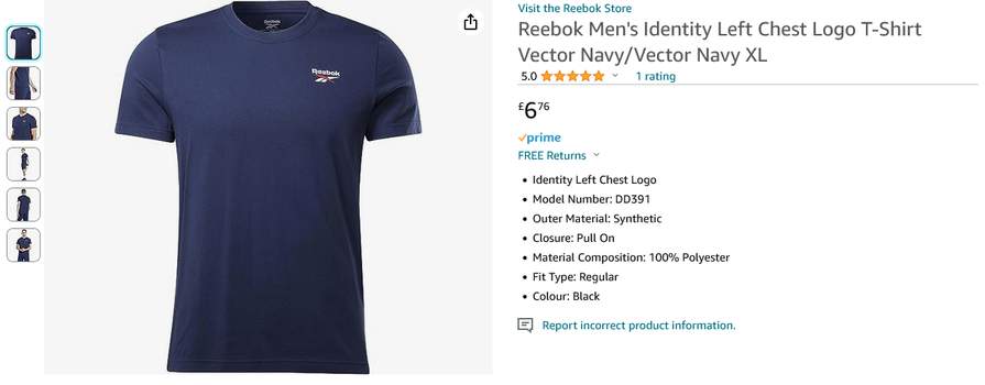 Reebok Men's Shirt - Navy - XXL