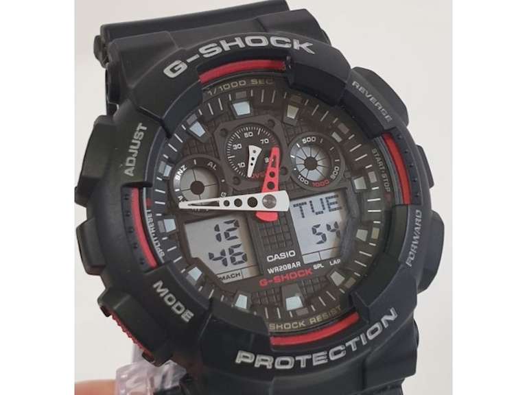 Casio Men's G-Shock LED Backlight Black Resin Strap Watch GA-100-1A4ER