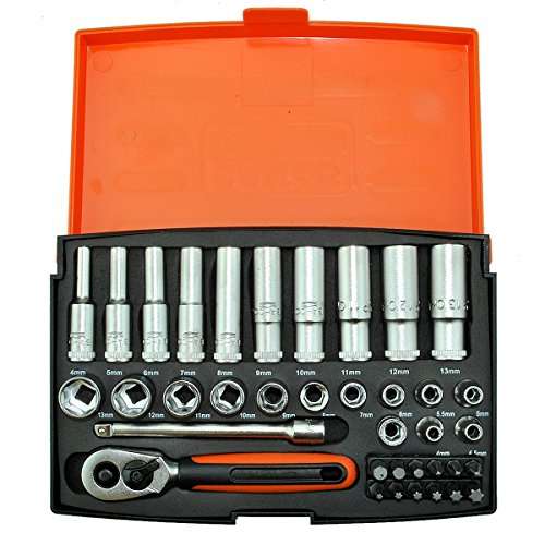 Bahco SL25L Socket & Mechanical Set, Metric ,Black/Red,1/4" Dynamic Drive, 37 Pieces - £39.99 @ Amazon
