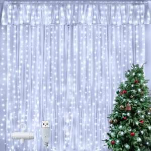 Christmas Curtain Fairy Lights - 300LED 3x3m Xmas Waterfall Window Lights with 10 Hooks @ OllnyDirect / FBA