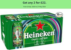 Heineken Premium Lager Beer, 15x440ml - 2 for £22 Offer