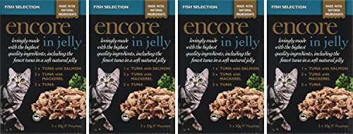 Encore 100% Natural Wet Cat Food Multipack Fish Tuna Selection in Jelly 50g Pouch (4x 5x50 g) Pack of 20 Pouches £11.44 @ Amazon