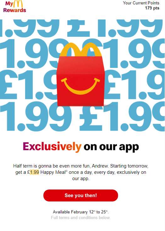 Get A Happy Meal Once A Day (using app for selected accounts)