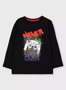 Black 'Never Game Over' Top SIZE 7/8/9 YEARS AVAILABLE £2 Free Click & Collect @ Argos