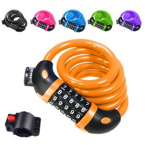 REHKITTZ Bike Lock Bicycle Locker Combination 5 Digit 120cm/12mm Long Cycle Cable Locks - Available in 7 Colours - Sold By 4US FBA
