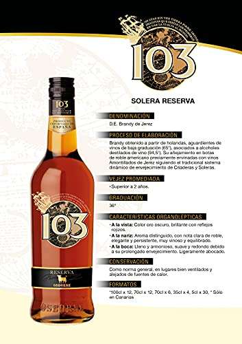 103 Solera Reserva Brandy, 36% - 70cl £14.77 @ Amazon