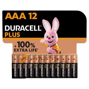 Duracell Plus Alkaline AAA Batteries - Pack of 12 £4.90 In Very Limited Locations @ Argos