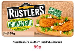 Rustlers Southern Fried Chicken Sub 158g - 99p @ Farmfoods