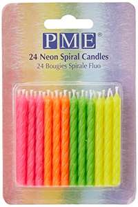 PME Neon Spiral Candles, 24-Pack Multi-colour 0.5 x 0.5 x 5.9cm