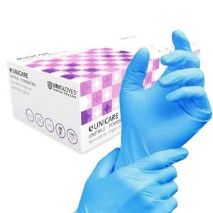 Unigloves Unitrile GS0054, Powder Free and Latex Free Disposable Gloves, Box of 100, Blue, Large (S&S £3.98/£3.56)