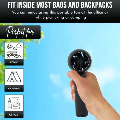 Portable Mini Handheld USB Rechargeable Hand Fan - Low Noise 3-Speed- 14x5x3cm (Black) - Sold by SA-Products FBA