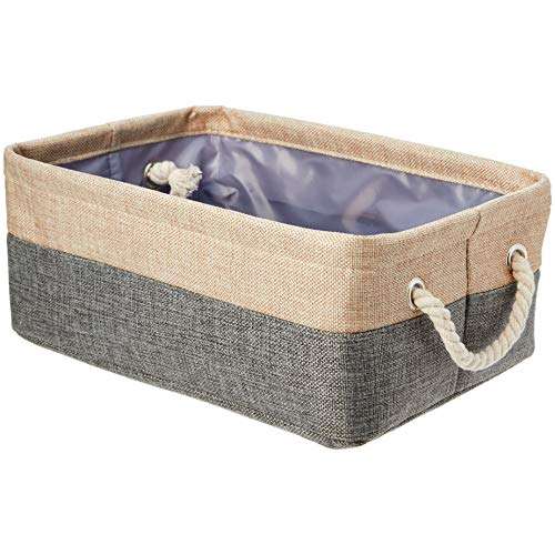 Amazon Basics Linen Storage Basket with Handles, Small,Beige/Gray £5.59 @ Amazon