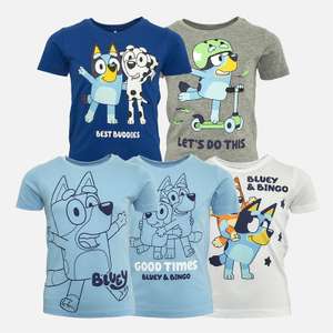 Bluey Kids Ronin Five Pack T-Shirts Multi. 1.5-8 years