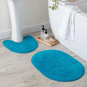 Teal Oval Bath and Pedestal Mat Set - £1.25 (Free Click and Collect) @ Dunelm