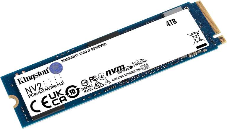 Kingston NV2 NVMe PCIe 4.0 SSD M.2 2280 4 TB £199.98 @ Amazon