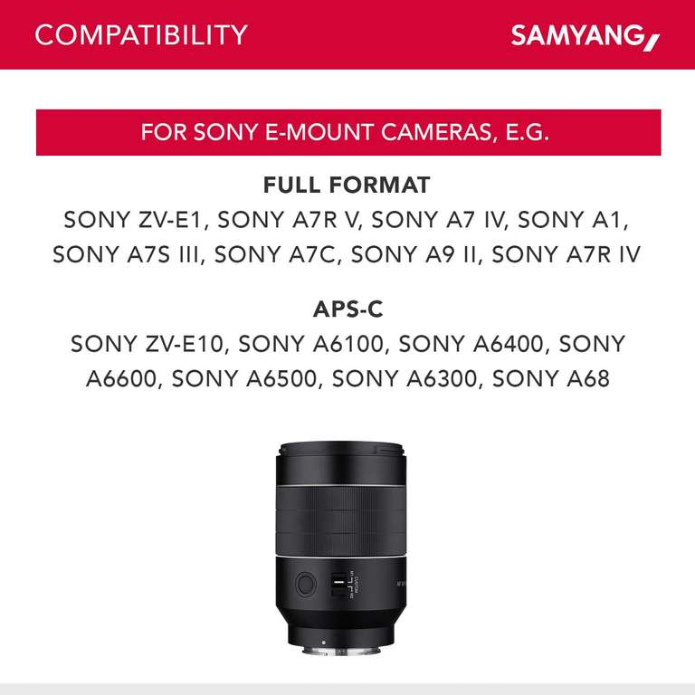 Samyang AF 35mm F1.4 II FE camera lens for Sony E sold and dispatched by Dispatches from Carmarthen Cameras