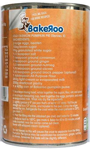 Bakeroo Tinned Pumpkin Puree (Pumpkin Pie Filling), 100% Natural - 425g - £1.70 S&S