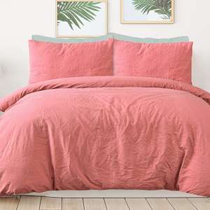 Sleepdown 100% Pure Cotton Plain Dye Dark Rose Duvet Cover Quilt Pillow Cases Bedding, Easy Care - Double (200cm x 200cm) - £15.31@ Amazon