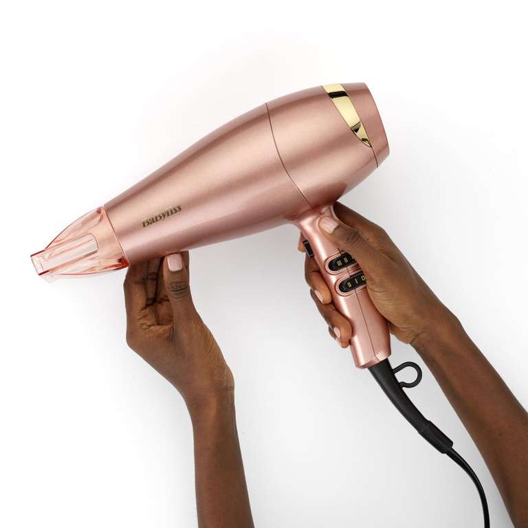 BaByliss Rose Gold 2100W Hair Dryer, Ionic, Lightweight, Smooth Fast Drying, Cool shot, 5336U