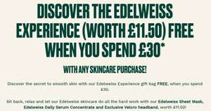 Free "Edelweiss Experience" pack with £30 purchase using code @ The Body Shop