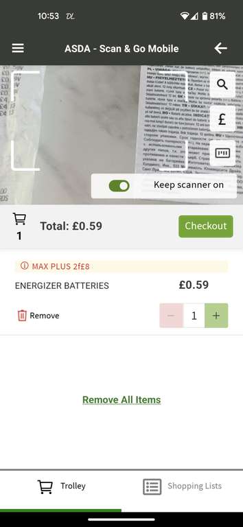 Energizer AA pack batteries 6pk scanning for 59p @ Asda Bootle