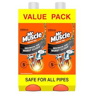 Mr Muscle Drain Unblocker, 2 x 1L (10% Voucher & Subscribe & Save - As Low As £4.50)