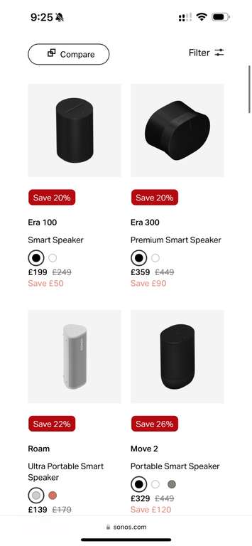 Up to 25% discount on several Sonos products. E.g. Era 100 Speaker £199