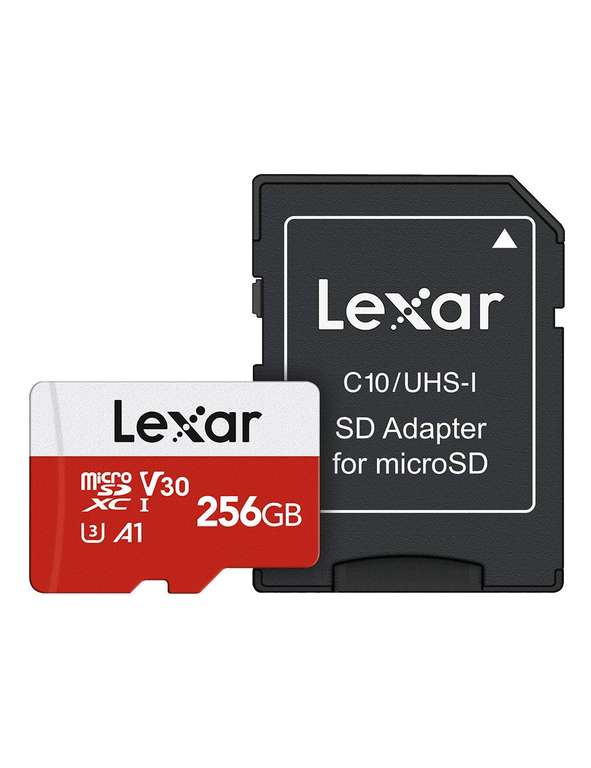 Lexar Micro SD Card Up to 100/30MB/s(R/W), 256G MicroSDXC Memory Card + SD Adapter with A1, C10, U3, V30 Sold by Longsys Official Store FBA